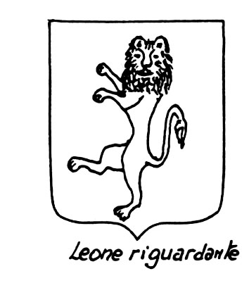 Image of the heraldic term: Leone riguardante